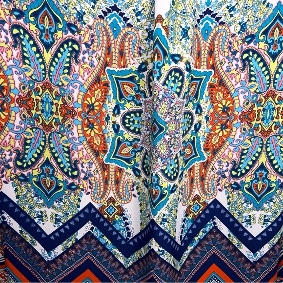 Large Renee C Colorful Boho Blouse Lightweight 3/4 Sleeve Vneck Boho Bohemian - Picture 6 of 12